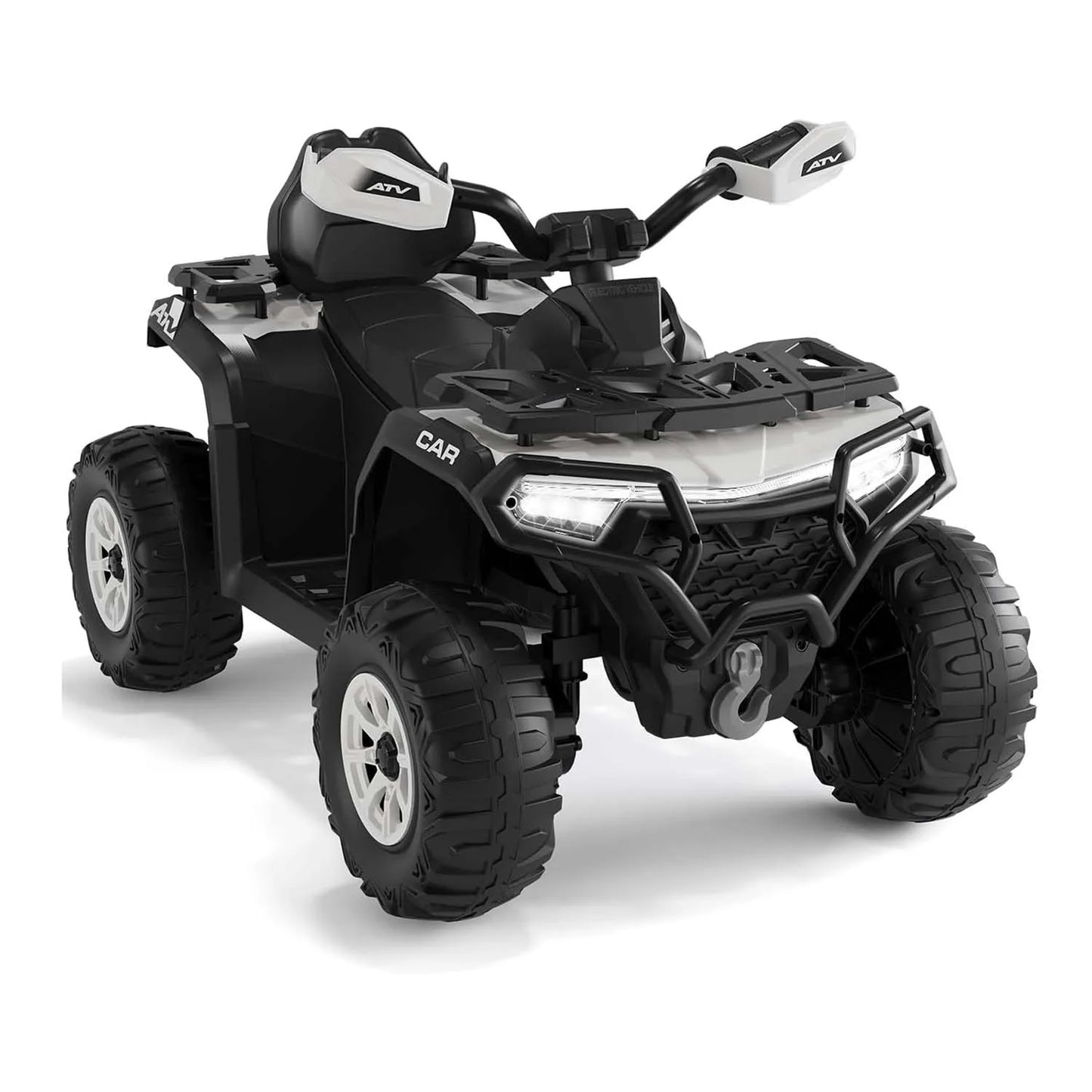 Quad 12V tout terrain - équipée de lumières LED, musique ,pédales, roue résistantes à l’usure, véhicule électrique alimenté par batterie et d’une télécommande parentale