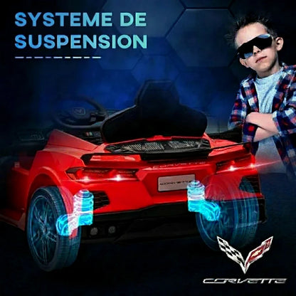 La Corvette 12V 

avec télécommande parentale, suspension, phare, démarrage progressif, pour tout-petits.