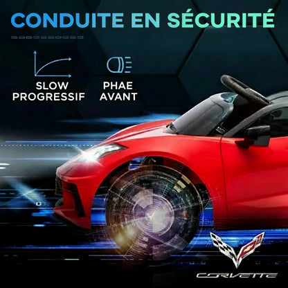 La Corvette 12V 

avec télécommande parentale, suspension, phare, démarrage progressif, pour tout-petits.